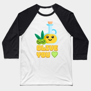 Olive You! Cute Olive I Love You Cartoon Baseball T-Shirt